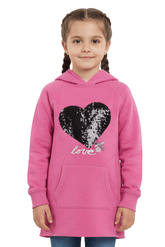 FR3NDZ GIRLS EMBROIDED HEART PINK HOODIE - Smgarment's